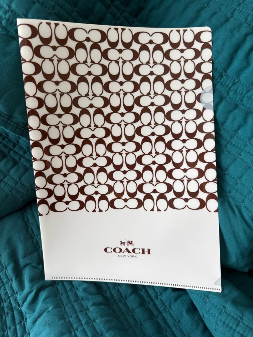 Coach Brown and White Signature Document Sleeve